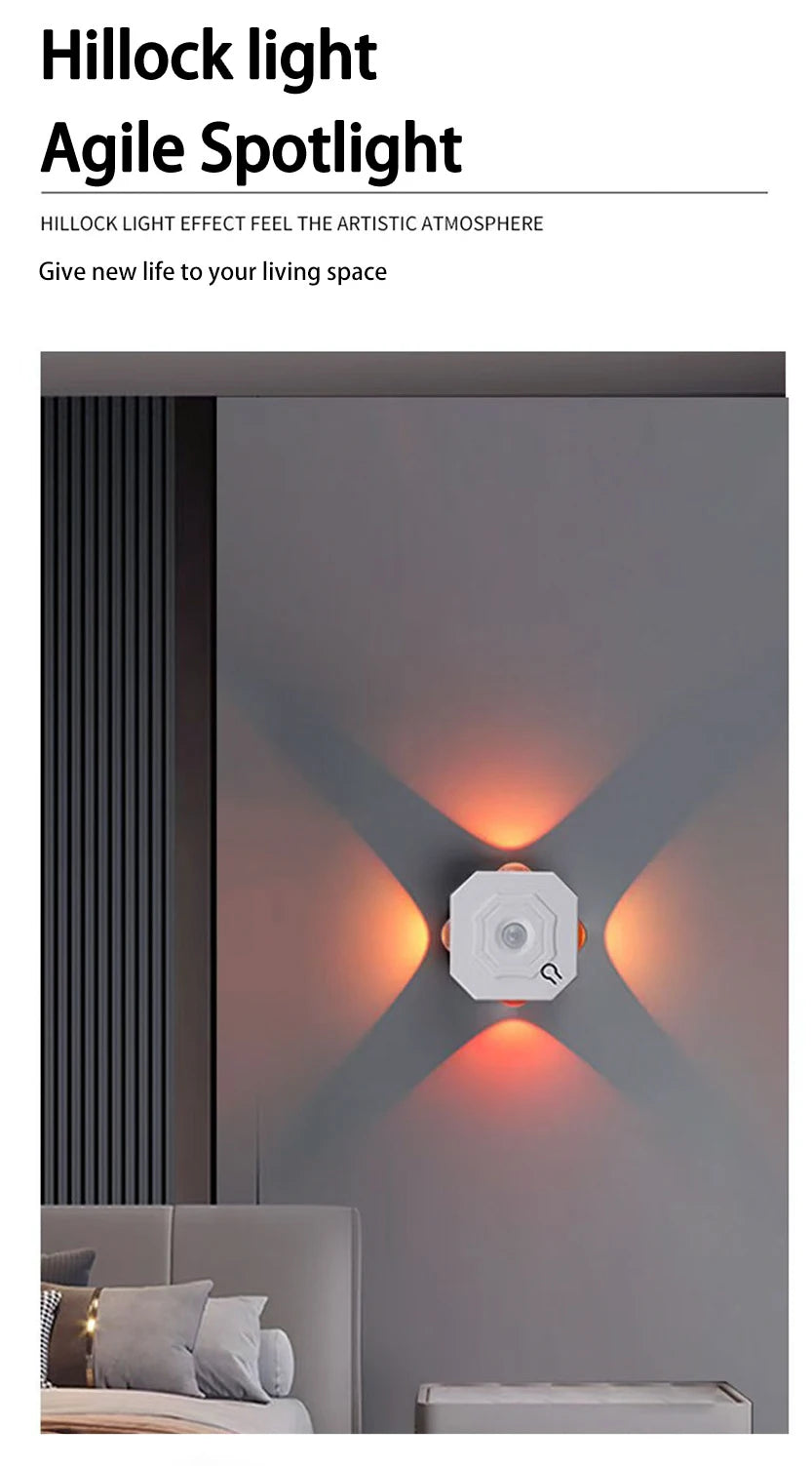 Smart RGB Gradient Night Light Double-head Cabinet Lamp  Magnetic Motion Sensor Rechargeable Wall Lamp for Bedroom Closet Decor