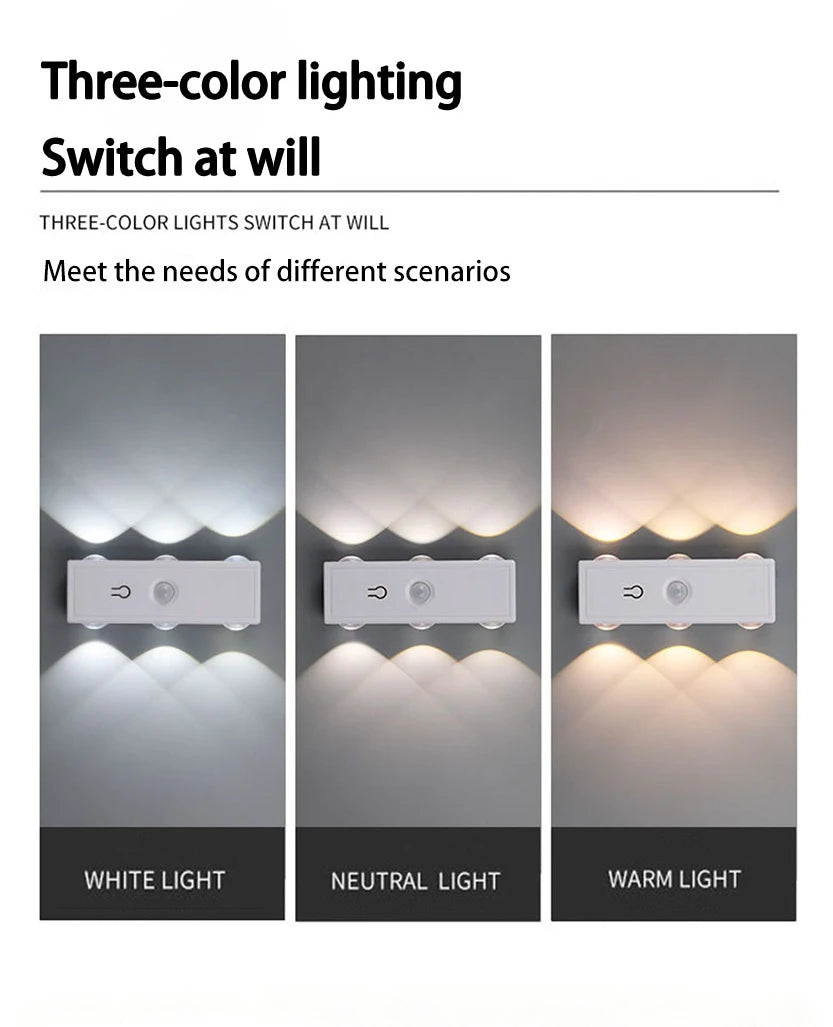 Smart RGB Gradient Night Light Double-head Cabinet Lamp  Magnetic Motion Sensor Rechargeable Wall Lamp for Bedroom Closet Decor