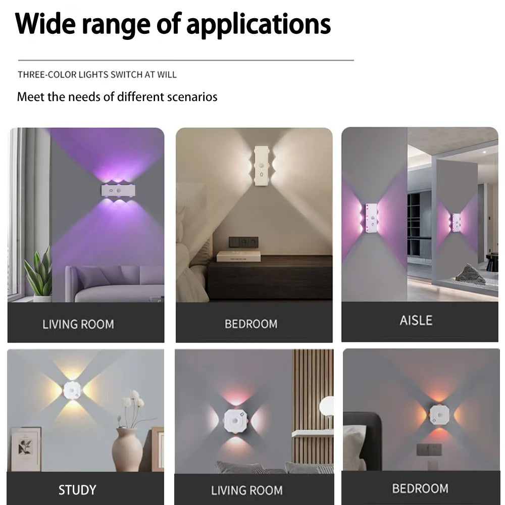 Smart RGB Gradient Night Light Double-head Cabinet Lamp  Magnetic Motion Sensor Rechargeable Wall Lamp for Bedroom Closet Decor