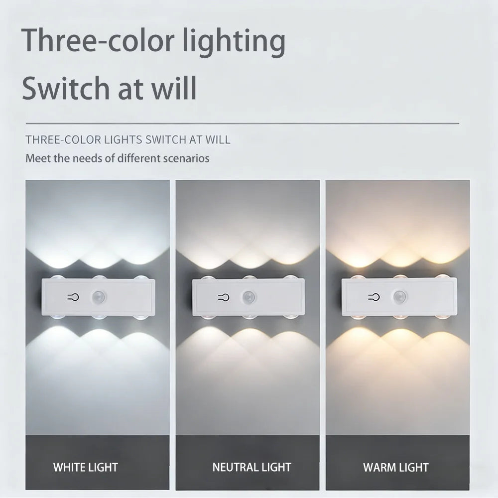Smart RGB Gradient Night Light Double-head Cabinet Lamp  Magnetic Motion Sensor Rechargeable Wall Lamp for Bedroom Closet Decor