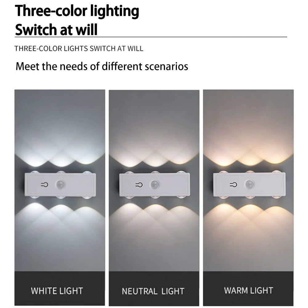 Smart RGB Gradient Night Light Double-head Cabinet Lamp  Magnetic Motion Sensor Rechargeable Wall Lamp for Bedroom Closet Decor