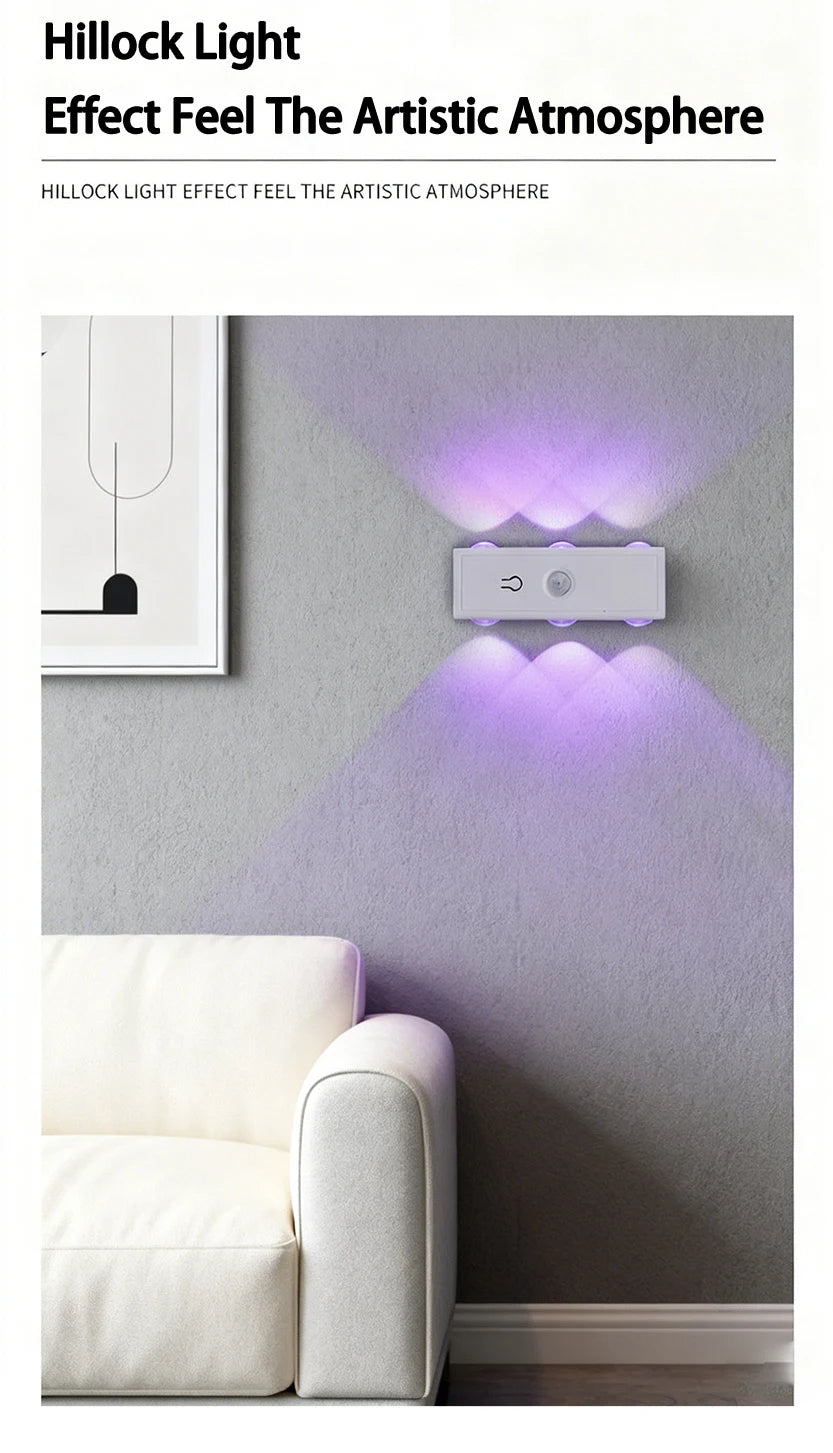 Smart RGB Gradient Night Light Double-head Cabinet Lamp  Magnetic Motion Sensor Rechargeable Wall Lamp for Bedroom Closet Decor